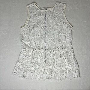 CABI Womens Style #800 Tank Open Knit Lace Overlay Ivory Size Large